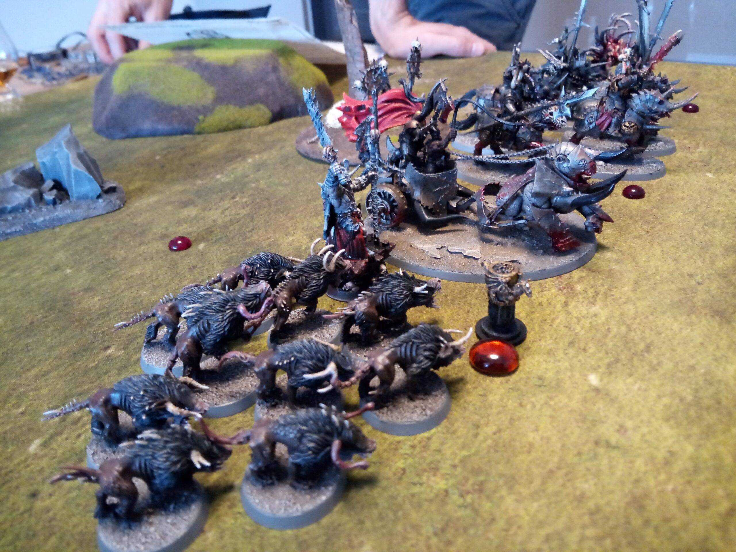 Havoc Warriors charging into battle in a game of One Page Rules Age of Fantasy.